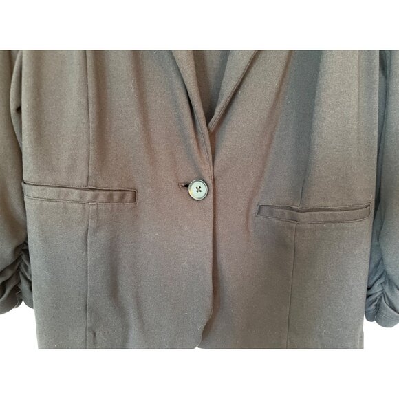 C est 1946 Blazer 18W Black Blended Fabric Single Breasted Ruched Sleeves - Picture 5 of 9